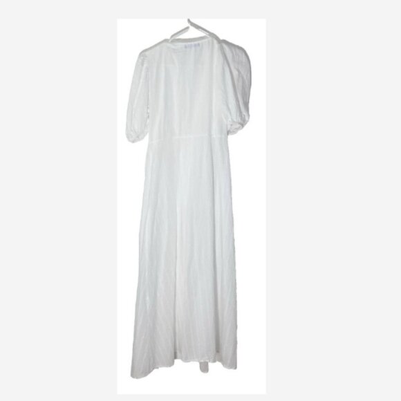 Antonio Melani Eyelet Dress Swim Cover-Up White Maxi Front Knot 1 Size Puffy Slv - Picture 3 of 5